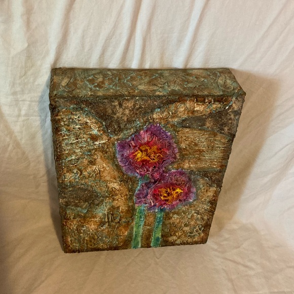 Handmade mixed media “Pom Pom trees” canvas - Picture 3 of 9